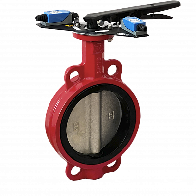 Затвор дисковый Ridval тип RVB 01 DN100 рукоятка,с УКП о/з.IP64 (красный) диск н/ж